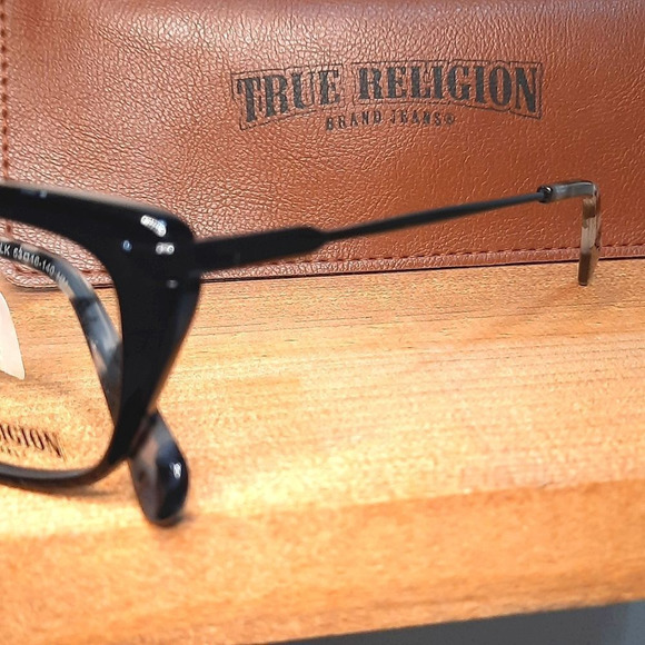 NEW Rx'able CAT EYE Eyeglass Frame & case, Black glasses TRUE RELIGION 53-16-140 - Picture 5 of 7